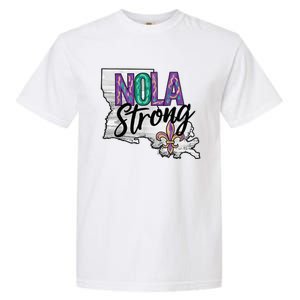 Nola Strong Louisiana Map Fleurdelis Support New Orleans Garment-Dyed Heavyweight T-Shirt