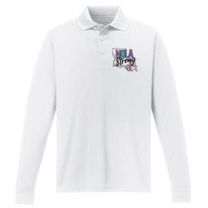 Nola Strong Louisiana Map Fleurdelis Support New Orleans Performance Long Sleeve Polo