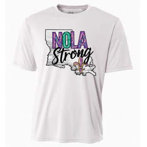 Nola Strong Louisiana Map Fleurdelis Support New Orleans Cooling Performance Crew T-Shirt