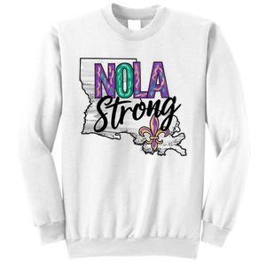 Nola Strong Louisiana Map Fleurdelis Support New Orleans Sweatshirt