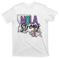 Nola Strong Louisiana Map Fleurdelis Support New Orleans T-Shirt