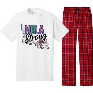 Nola Strong Louisiana Map Fleurdelis Support New Orleans Pajama Set