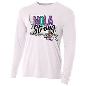 Nola Strong Louisiana Map Fleurdelis Support New Orleans Cooling Performance Long Sleeve Crew