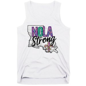 Nola Strong Louisiana Map Fleurdelis Support New Orleans Tank Top