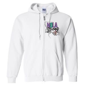 Nola Strong Louisiana Map Fleurdelis Support New Orleans Full Zip Hoodie