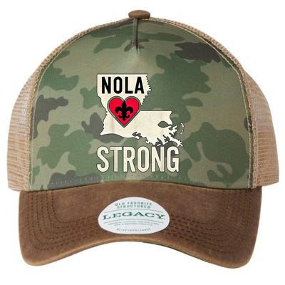 Nola Strong Louisiana Map Heart Supporting New Orleans 2025 Legacy Tie Dye Trucker Hat