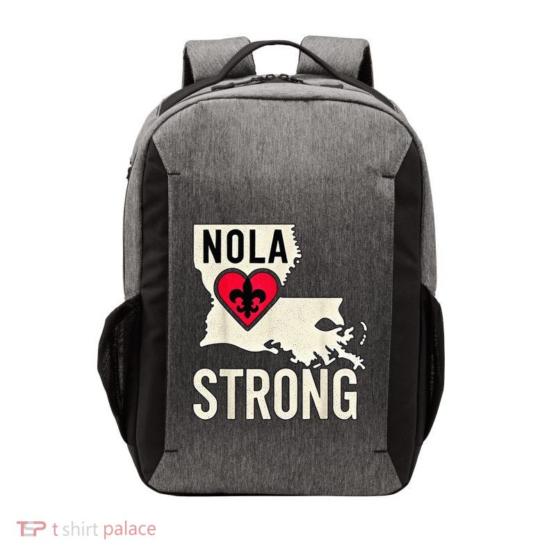 Nola Strong Louisiana Map Heart Supporting New Orleans 2025 Vector Backpack
