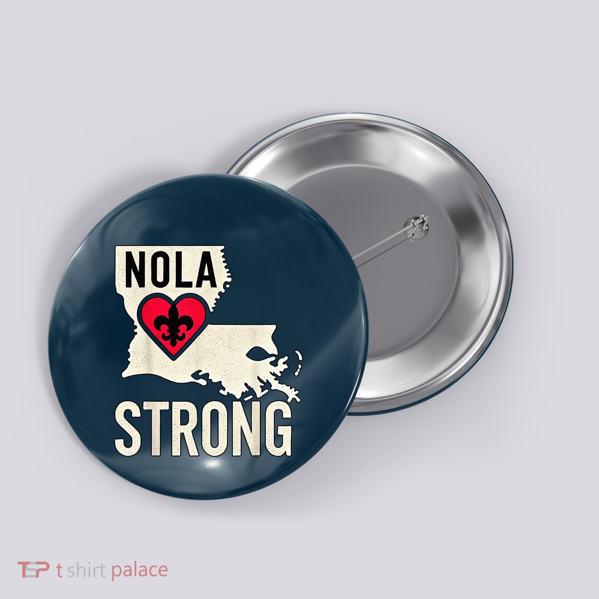 Nola Strong Louisiana Map Heart Supporting New Orleans 2025 Button