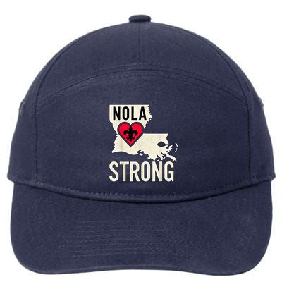 Nola Strong Louisiana Map Heart Supporting New Orleans 2025 7-Panel Snapback Hat