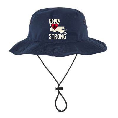 Nola Strong Louisiana Map Heart Supporting New Orleans 2025 Bucket Hat