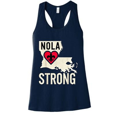 Nola Strong Louisiana Map Heart Supporting New Orleans 2025 Womens Tank Top