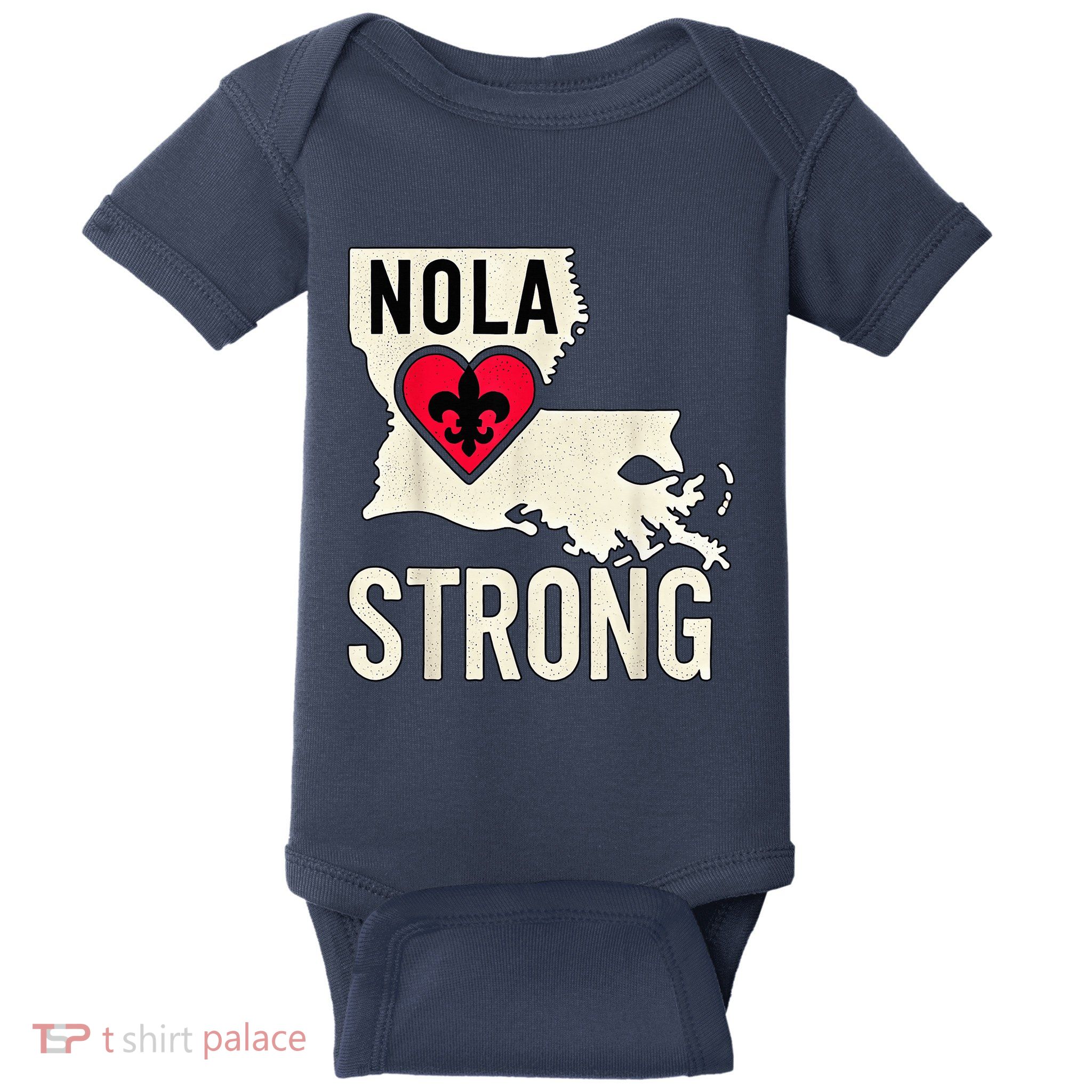 Nola Strong Louisiana Map Heart Supporting New Orleans 2025 Baby Bodysuit