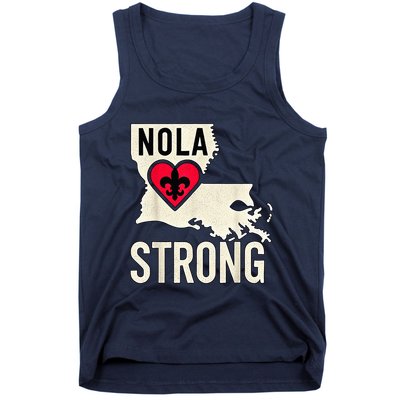 Nola Strong Louisiana Map Heart Supporting New Orleans 2025 Tank Top