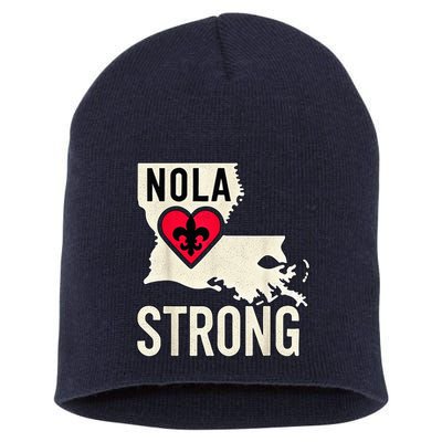 Nola Strong Louisiana Map Heart Supporting New Orleans 2025 Short Acrylic Beanie