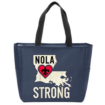 Nola Strong Louisiana Map Heart Supporting New Orleans 2025 Zip Tote Bag