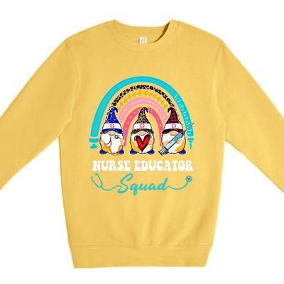 Nurse Squad Leopard Rainbow Gnome Nurse Educator Gift Premium Crewneck Sweatshirt