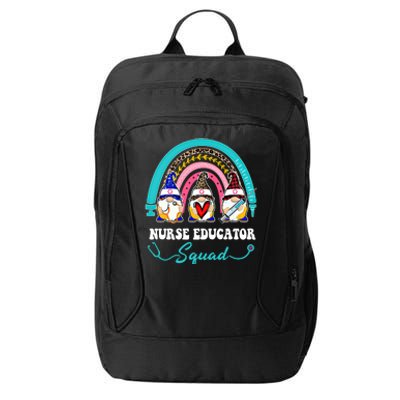 Nurse Squad Leopard Rainbow Gnome Nurse Educator Gift City Backpack