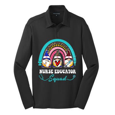 Nurse Squad Leopard Rainbow Gnome Nurse Educator Gift Silk Touch Performance Long Sleeve Polo