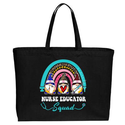 Nurse Squad Leopard Rainbow Gnome Nurse Educator Gift Cotton Canvas Jumbo Tote