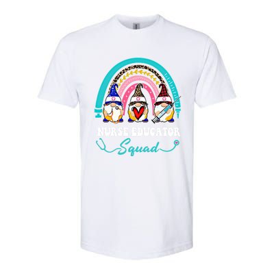 Nurse Squad Leopard Rainbow Gnome Nurse Educator Gift Softstyle® CVC T-Shirt