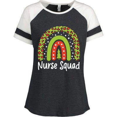 Nurse Squad Leopard Rainbow Christmas Nurses Pajamas Gift Enza Ladies Jersey Colorblock Tee