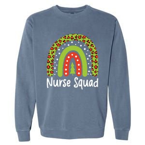 Nurse Squad Leopard Rainbow Christmas Nurses Pajamas Gift Garment-Dyed Sweatshirt