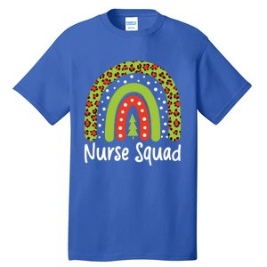 Nurse Squad Leopard Rainbow Christmas Nurses Pajamas Gift Tall T-Shirt