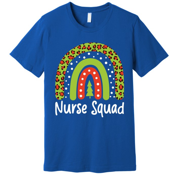 Nurse Squad Leopard Rainbow Christmas Nurses Pajamas Gift Premium T-Shirt