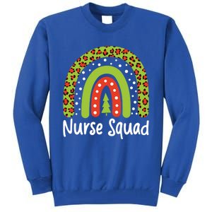 Nurse Squad Leopard Rainbow Christmas Nurses Pajamas Gift Tall Sweatshirt