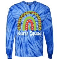 Nurse Squad Leopard Rainbow Christmas Nurses Pajamas Gift Tie-Dye Long Sleeve Shirt