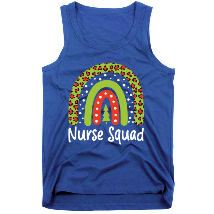 Nurse Squad Leopard Rainbow Christmas Nurses Pajamas Gift Tank Top