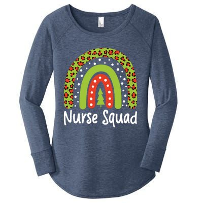 Nurse Squad Leopard Rainbow Christmas Nurses Pajamas Gift Women's Perfect Tri Tunic Long Sleeve Shirt