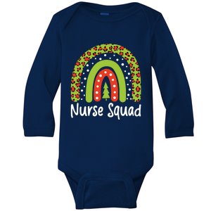 Nurse Squad Leopard Rainbow Christmas Nurses Pajamas Gift Baby Long Sleeve Bodysuit