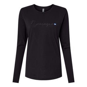 Nicaragua Simple Love Nicaraguan Flag Heart On Nicaragua Womens Cotton Relaxed Long Sleeve T-Shirt