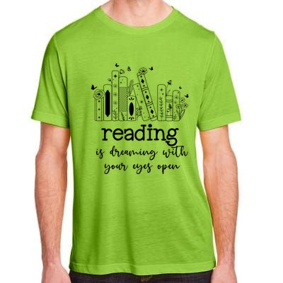 National School Librarian Day Books Reading Spring Flowers Meaningful Gift Adult ChromaSoft Performance T-Shirt