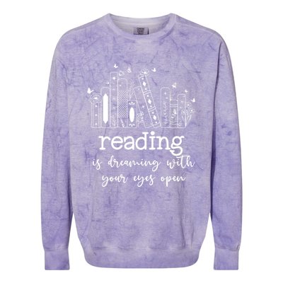 National School Librarian Day Books Reading Spring Flowers Meaningful Gift Colorblast Crewneck Sweatshirt