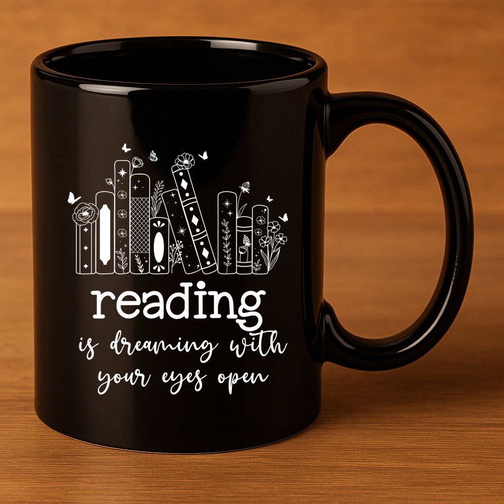 National School Librarian Day Books Reading Spring Flowers Meaningful Gift 11oz C Handle Ceramic Mug