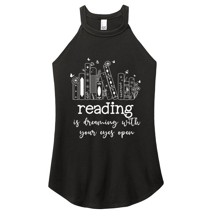 National School Librarian Day Books Reading Spring Flowers Meaningful Gift Women's Perfect Tri Rocker Tank