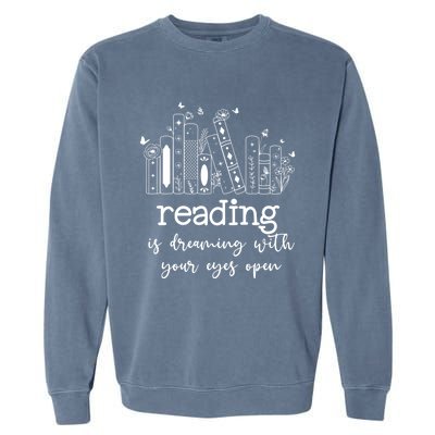 National School Librarian Day Books Reading Spring Flowers Meaningful Gift Garment-Dyed Sweatshirt