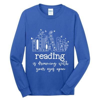 National School Librarian Day Books Reading Spring Flowers Meaningful Gift Tall Long Sleeve T-Shirt