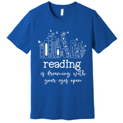 National School Librarian Day Books Reading Spring Flowers Meaningful Gift Premium T-Shirt