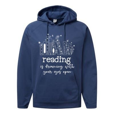 National School Librarian Day Books Reading Spring Flowers Meaningful Gift Performance Fleece Hoodie