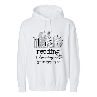 National School Librarian Day Books Reading Spring Flowers Meaningful Gift Garment-Dyed Fleece Hoodie