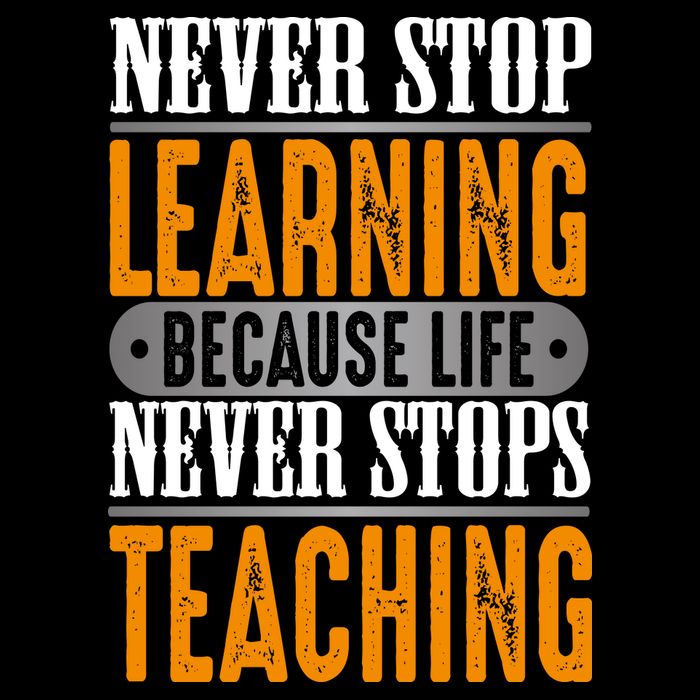 Never Stop Learning Because Life Never Stops Teaching Drawstring Bag