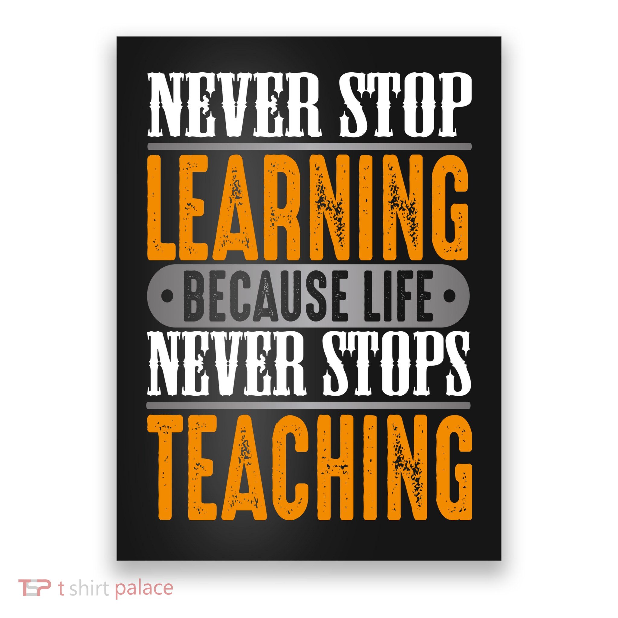 Never Stop Learning Because Life Never Stops Teaching Poster