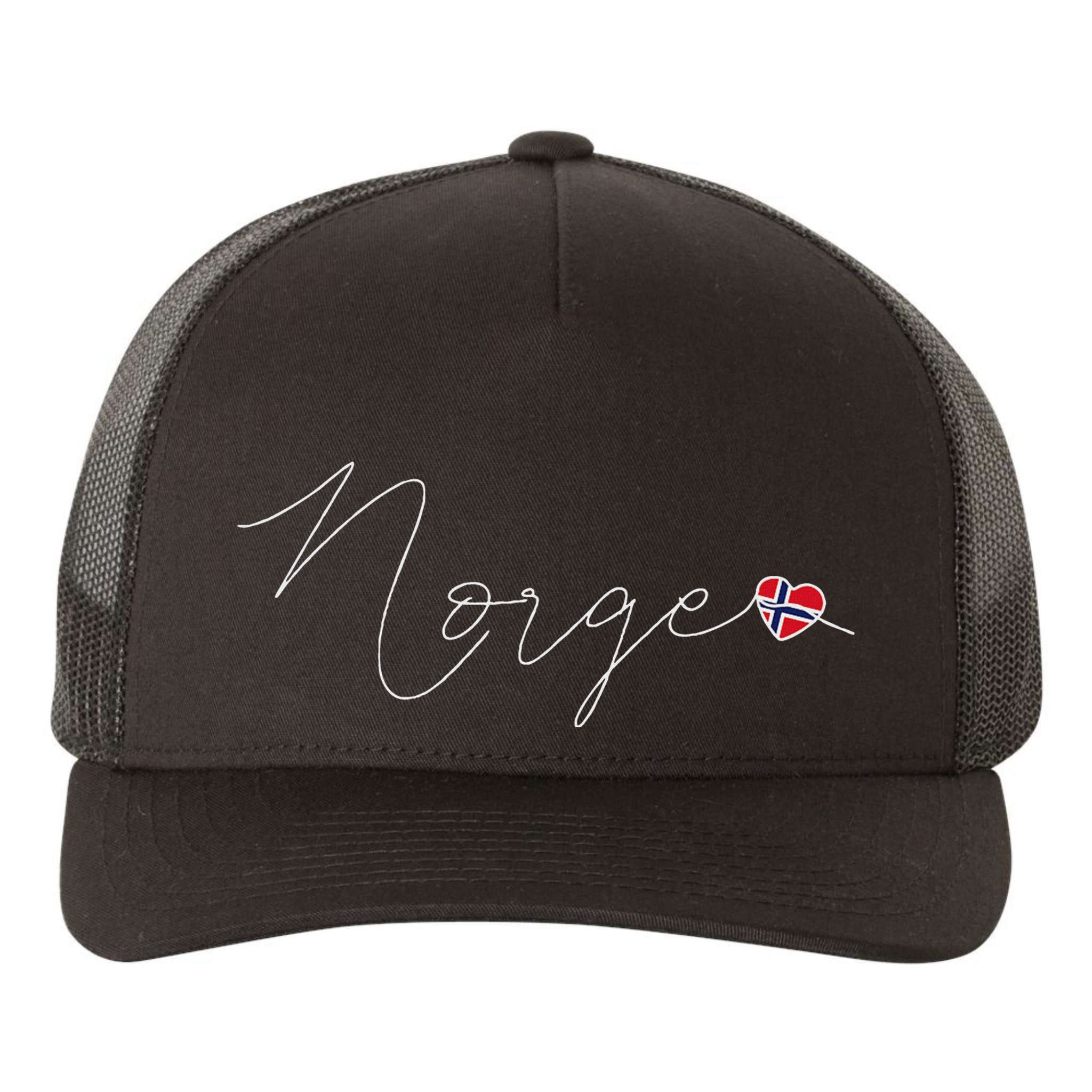 Norge Simple Love Norwegian Flag Heart On Norway Yupoong Adult 5-Panel Trucker Hat