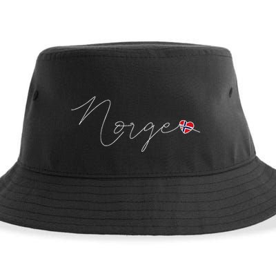 Norge Simple Love Norwegian Flag Heart On Norway Sustainable Bucket Hat