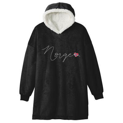 Norge Simple Love Norwegian Flag Heart On Norway Hooded Wearable Blanket