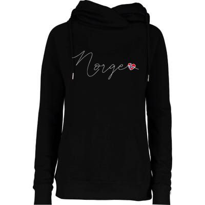 Norge Simple Love Norwegian Flag Heart On Norway Womens Funnel Neck Pullover Hood