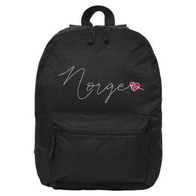 Norge Simple Love Norwegian Flag Heart On Norway 16 in Basic Backpack